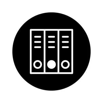 Minimalist document storage binders in a circle icon perfect for website or.. Stock Illustration