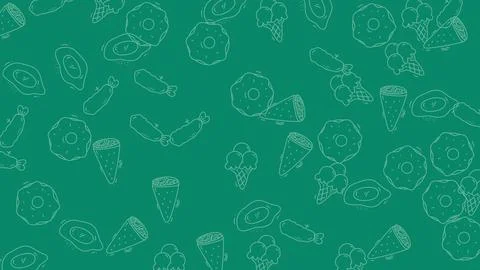 Minimalist doodle pattern of donuts and ice cream. Stock Illustration