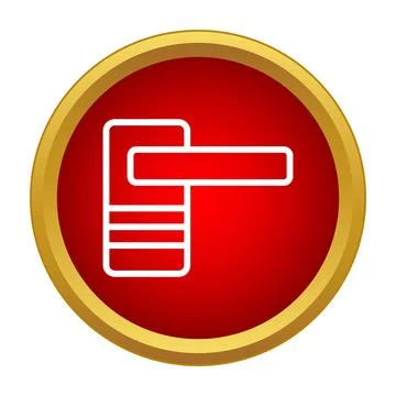 Minimalist door handle or lock icon in red circle Illustration