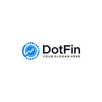 Minimalist DotFin circle circuit graph logo design Stock Illustration