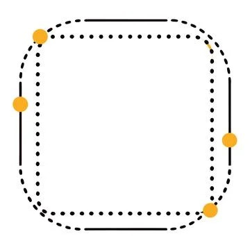 Minimalist Dotted Rounded Square Frame with Yellow Accents Stock Illustration