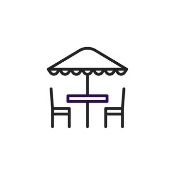 Minimalist drawing of an outdoor dining setting evoking a sense of relaxati.. Stock Illustration