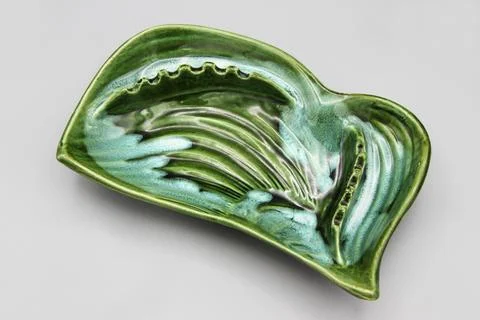 Minimalist Drip Glazed Large Ceramic Ashtray, Calif USA Ashtray, Retro Stock Photos