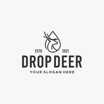 Minimalist DROP DEER drip line art logo design Stock Illustration