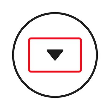 Minimalist dropdown icon design with geometric shapes framed in black and r.. Stock Illustration