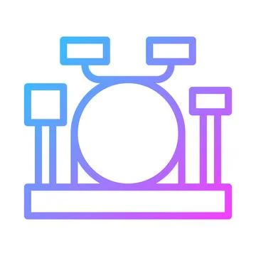 Minimalist Drum Set Icon Gradient Blue to Purple Stock Illustration