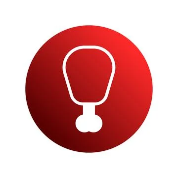 Minimalist drumstick icon on red gradient circle showcases a simple and mod.. Stock Illustration
