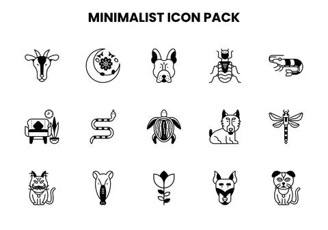 Minimalist DuoTone Set Icons Pack Stock Illustration