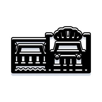 Minimalist dwelling with architectural elements and car garage Stock Illustration