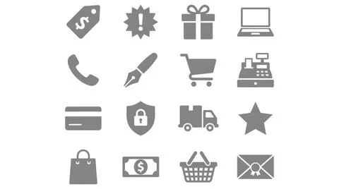 Minimalist e commerce and retail business icon set for digital interface 스톡 일러스트