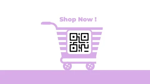Minimalist E Commerce Animation of Shopping Cart with Scan QR Code. Stock Footage 341402355