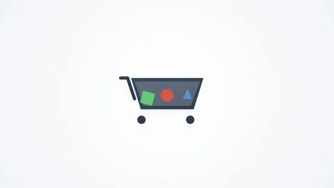 Minimalist E-commerce Shopping Cart Animation Filling with Items and Mergin.. Видео 345982237