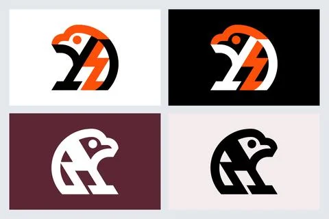 Minimalist Eagle Logo Design Set Stock Illustration