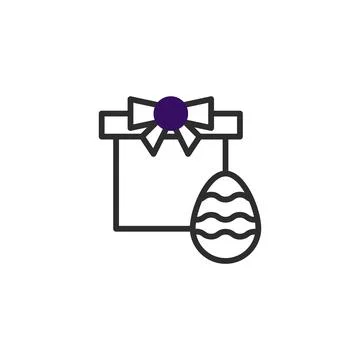 Minimalist easter celebration present with decorative bow and easter egg sy.. Stock Illustration
