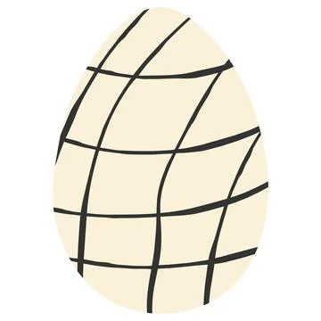 Minimalist Easter egg with black ink checkered or grid ornament on beige ba.. Stockillustratie