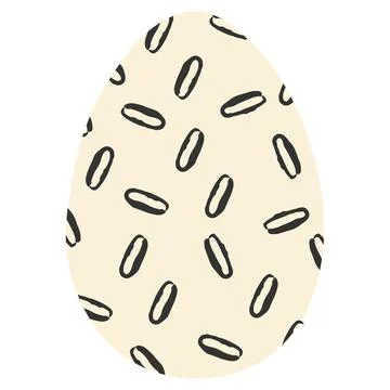 Minimalist Easter egg with short black ink strokes and dashes on beige back.. Stock Illustration