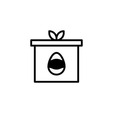 Minimalist easter gift box with egg ornament and decorative leaves illustra.. Stock Illustration