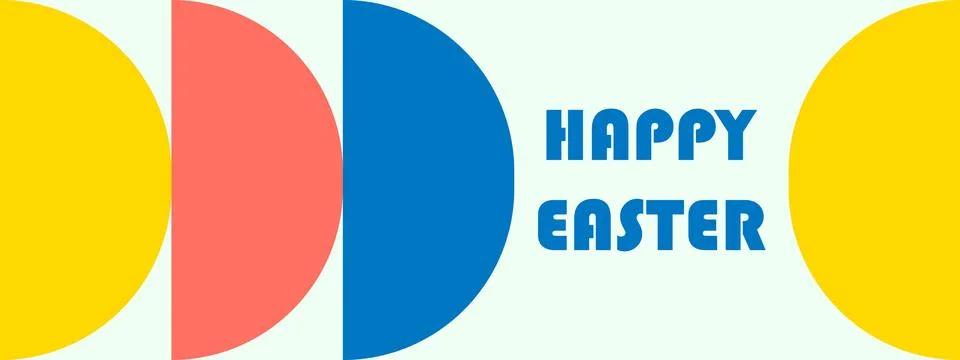 Minimalist Easter Web Banner with Bauhaus Geometric Semi-Circles. Vector il.. Illustrazione stock
