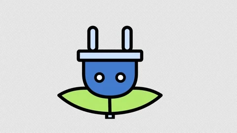 Minimalist Eco Plug Animation with Green Leaf Motif Video stock 343183941