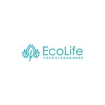 Minimalist EcoLife leaves leaf plants logo design Stock Illustration
