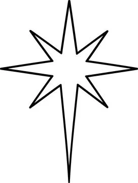 Minimalist Eight-Pointed Star Line Drawing Stock Illustration