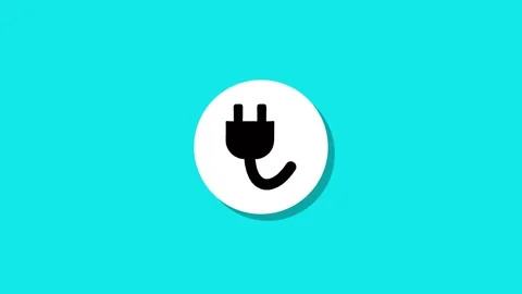Minimalist electric plug icon animation on turquoise background with white .. Stock Footage 329272497
