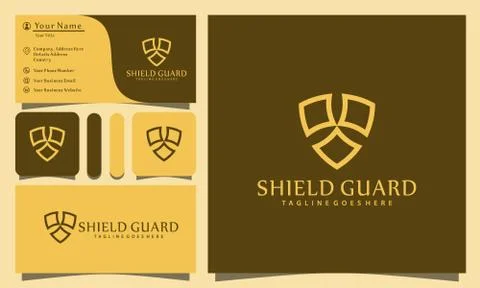 Minimalist elegant shield guard arrow logo design vector illustration with li 스톡 일러스트