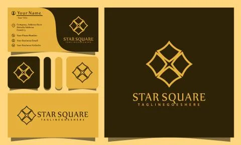 Minimalist elegant square star logo design vector illustration with line art Stock Illustration