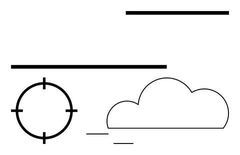 Minimalist Elements of Cloud, Target, and Lines in Abstract Arrangement Stock Illustration