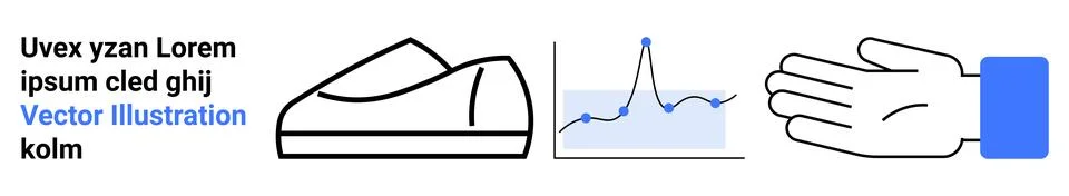 Minimalist Elements with Shoe, Graph, and Hand Gesture for Data Analysis Them 스톡 일러스트