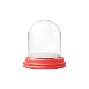 Minimalist empty 3d snow globe with a clear dome and striking red base, a canvas Stock Illustration