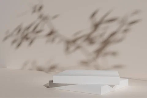 Minimalist empty podium with soft light shadows, modern product display, cl.. Stock Photos