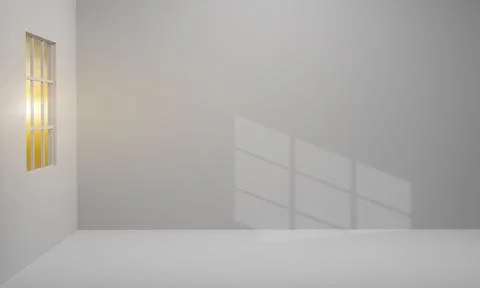 Minimalist empty room with gray wall and light from window. 3d render Stock Illustration