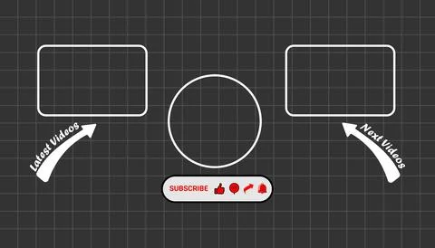 Minimalist End Screen Template Outro with Subscribe Button and Grid Background Stock Illustration
