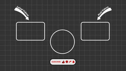 Minimalist End Screen Template Outro with Subscribe Button and Grid Background Stock Illustration