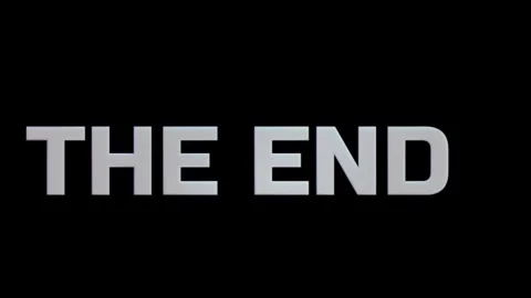 Minimalist the end typography displaying bold white text against solid black Video stock 340940372