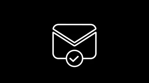Minimalist envelope animation with checkmark icon appearing on black backgr.. Stock Footage 345547709