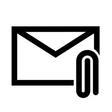 Minimalist envelope icon with paperclip symbolizing email attachment Stock Illustration