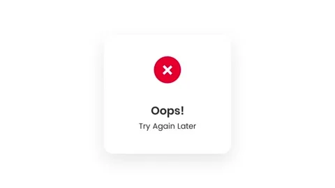 Minimalist Error Display: Red Icon with Retry Message for Technical Applicati Stock Footage 341922439