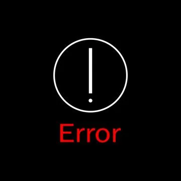 Minimalist Error notification icon with exclamation mark on black background. 库存插图
