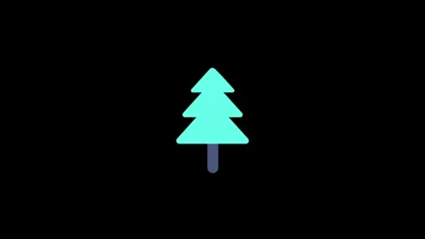 Minimalist Evergreen Tree Icon on a Bold Black Background Stock Footage 341917721