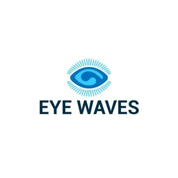 Minimalist EYE WAVES Simple Blue color logo design Stock Illustration