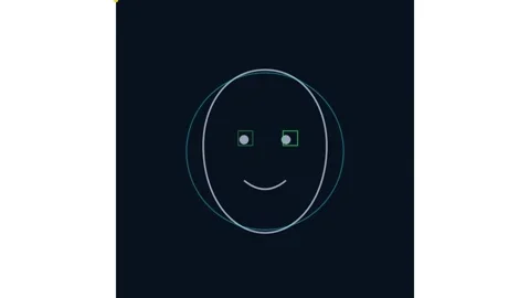 Minimalist facial recognition interface with animated tracking points and Stock Footage 338188947