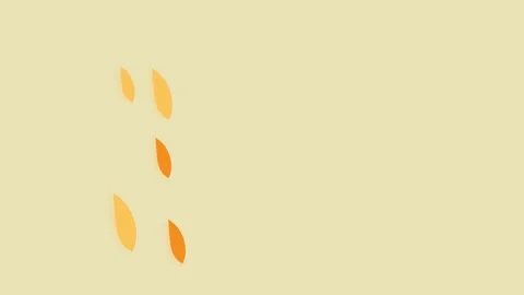 Minimalist fall foliage leaves floating against a soft yellow background Stockbeeldmateriaal 338310703