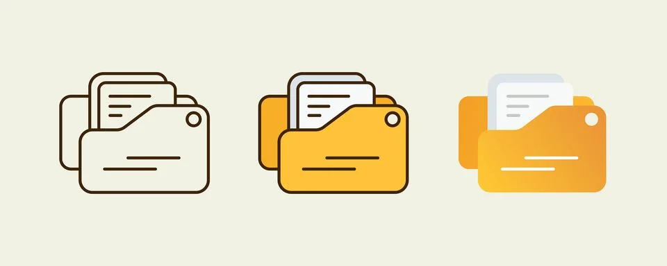 Minimalist file, documents, and folder illustration with outline, field Illustrazione stock