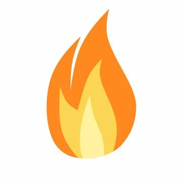 Minimalist Fire Flame Vector Illustration Icon with Vibrant Orange and Yellow Co Stock Illustration