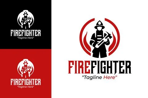 Minimalist Firefighter Logo Illustration