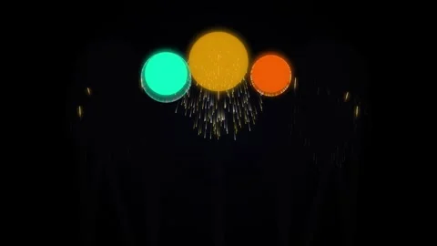 Minimalist fireworks display featuring colourful circular shapes over a dar.. Stock Footage 345169332