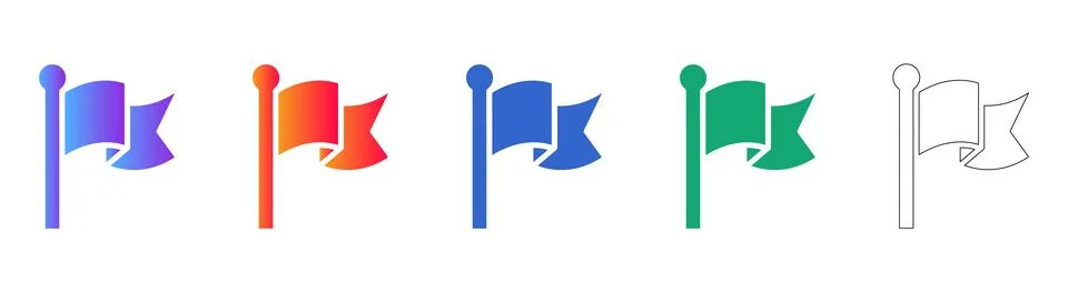 Minimalist Flag Icon Set in Gradient Styles Ilustração Stock