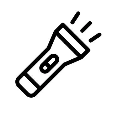 Minimalist flashlight icon for digital interface and navigation design. Illustrazione stock